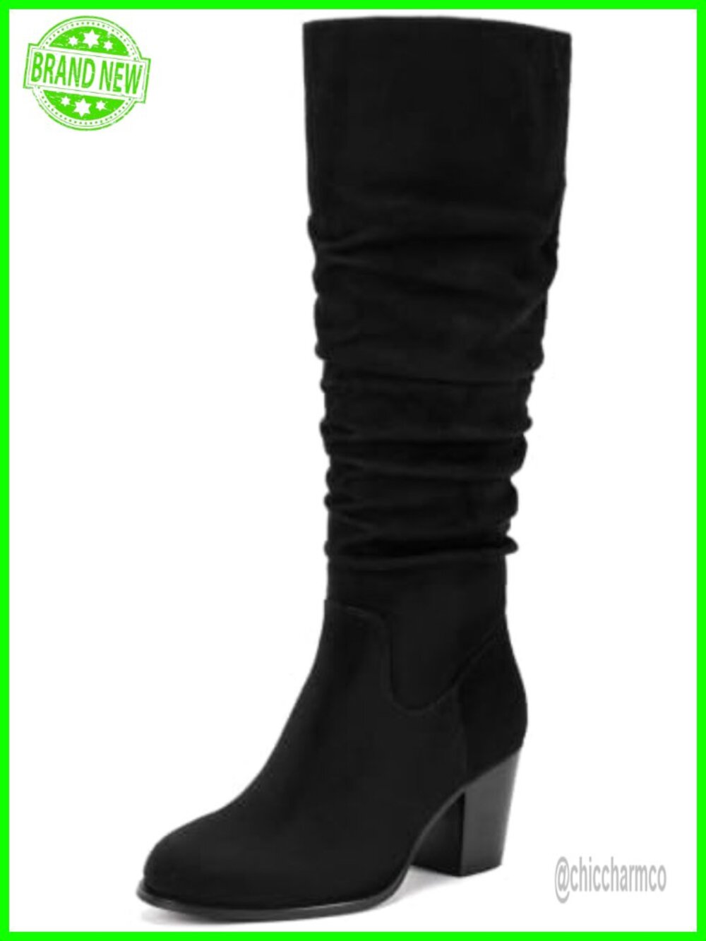 Women's Wide Calf Slouchy Knee High Boots Faux Suede Tall Boots